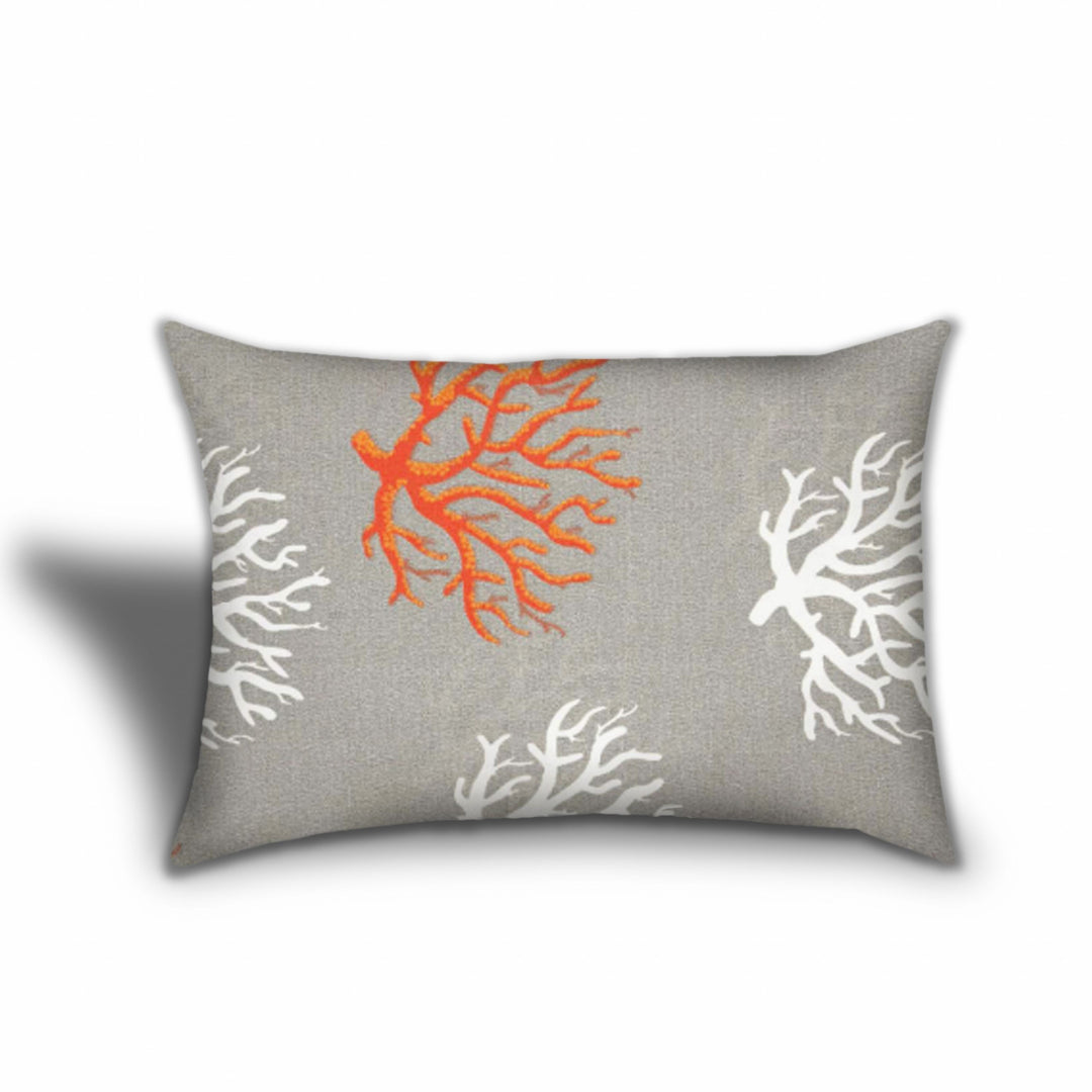 18" X 18" Gray And White Zippered Floral Throw Indoor Outdoor Pillow