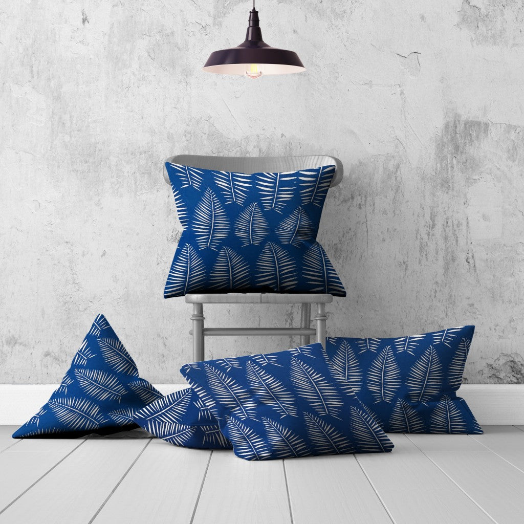 Set Of Three 20" X 20" Blue And White Enveloped Coastal Throw Indoor Outdoor Pillow Cover