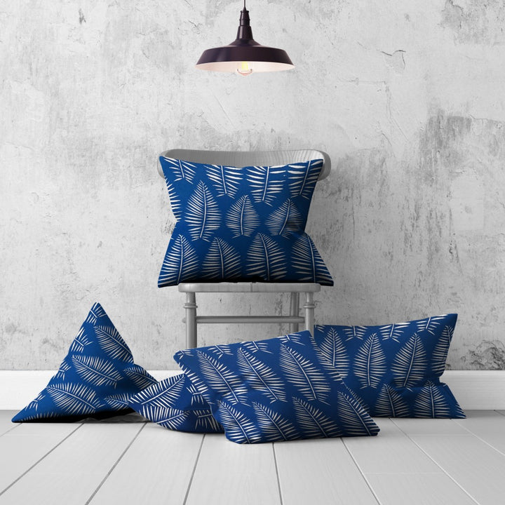 Set Of Three 20" X 20" Blue And White Zippered Coastal Throw Indoor Outdoor Pillow