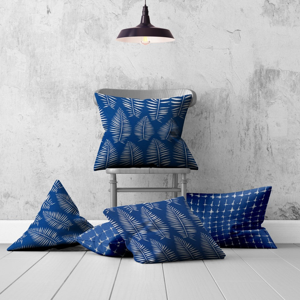 Set of 3 Blue Leaf Indoor Outdoor Envelope Pillow Covers