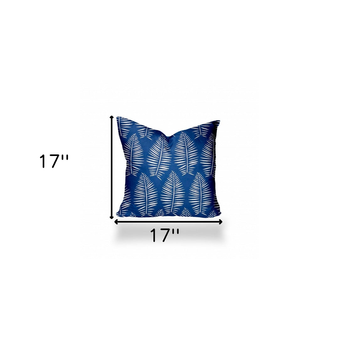 12" X 16" Blue And White Enveloped Tropical Lumbar Indoor Outdoor Pillow