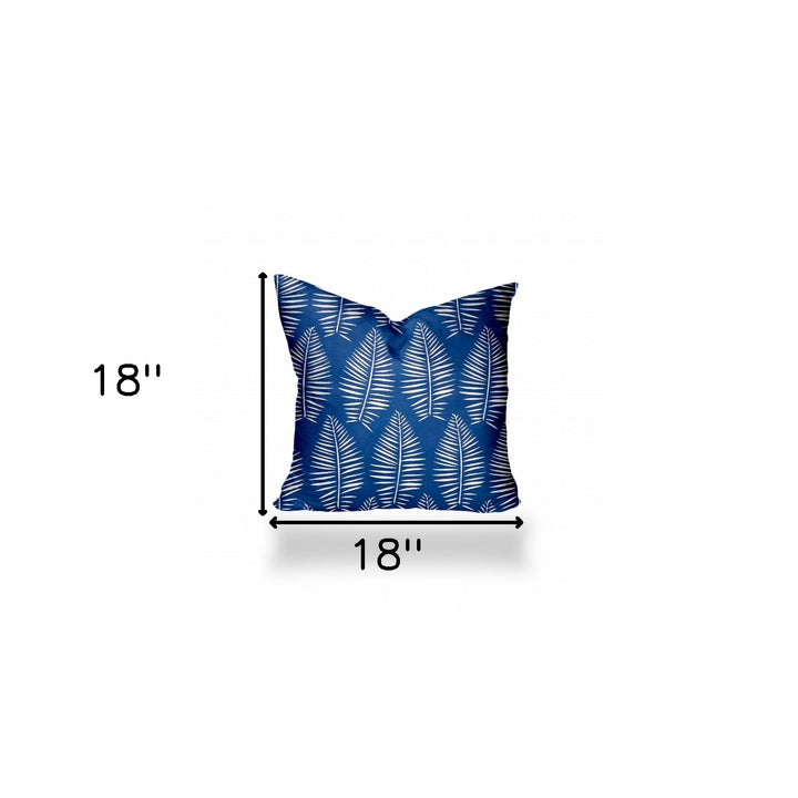 12" X 16" Blue And White Enveloped Tropical Lumbar Indoor Outdoor Pillow