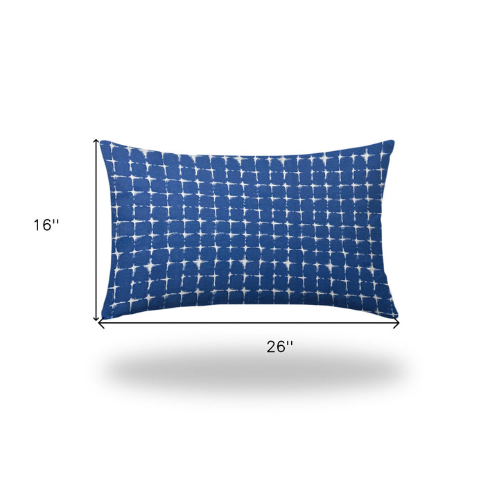 12" X 16" Blue And White Enveloped Abstract Lumbar Indoor Outdoor Pillow Cover