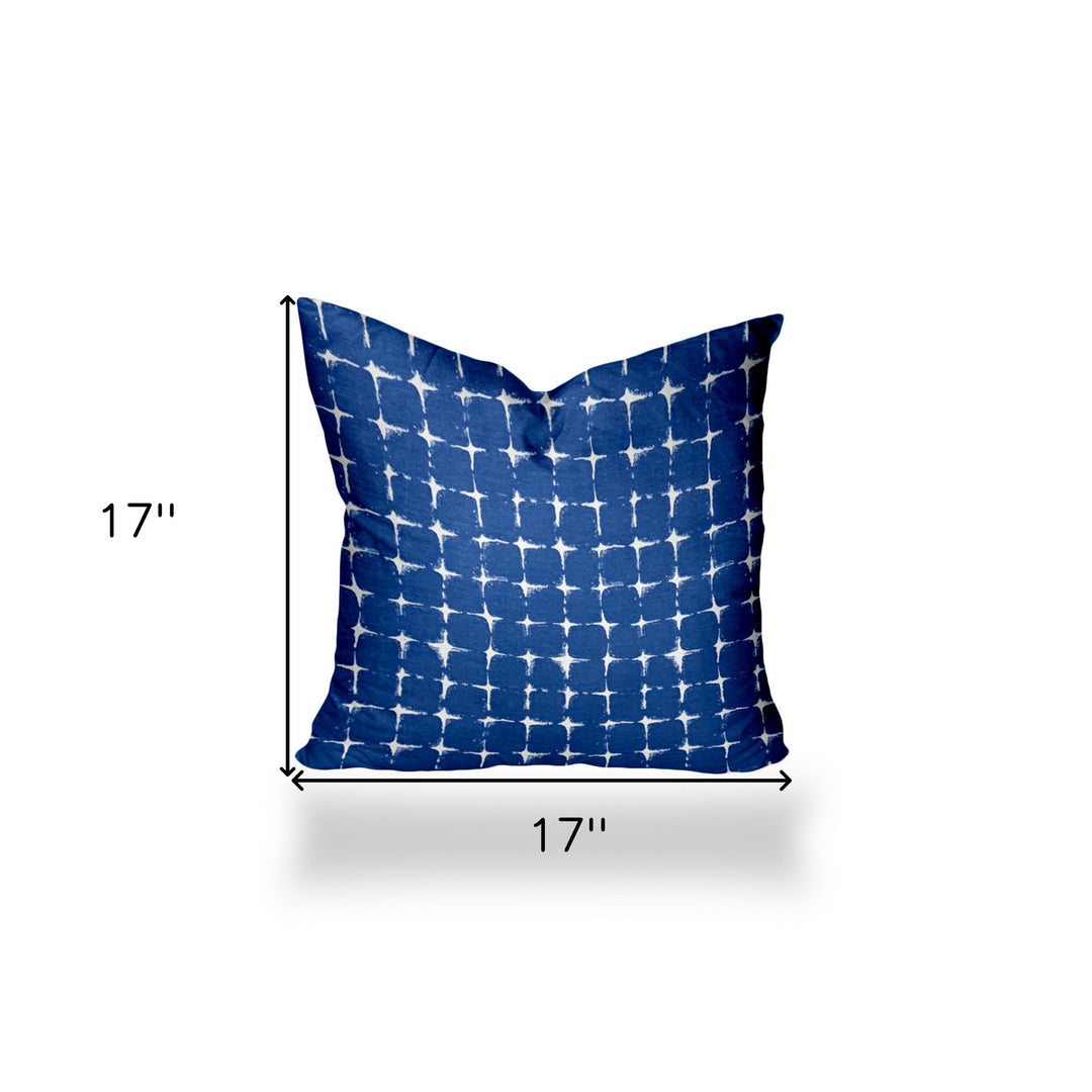 12" X 16" Blue And White Blown Seam Gingham Lumbar Indoor Outdoor Pillow