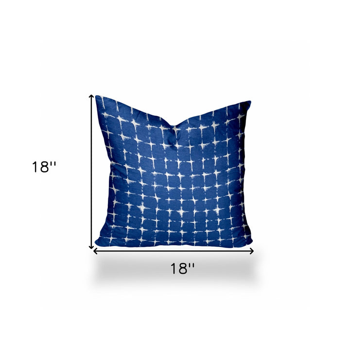 12" X 16" Blue And White Blown Seam Gingham Lumbar Indoor Outdoor Pillow