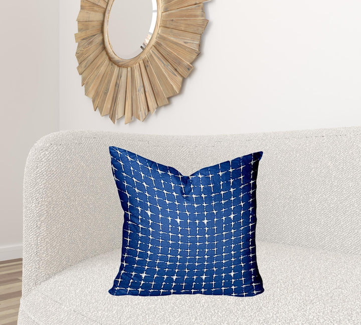 12" X 16" Blue And White Enveloped Abstract Lumbar Indoor Outdoor Pillow Cover