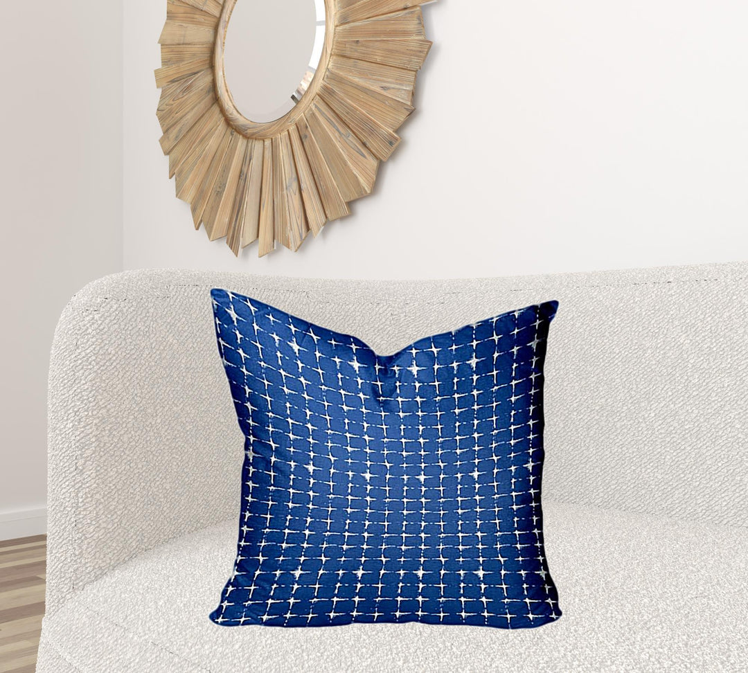 12" X 16" Blue And White Enveloped Abstract Lumbar Indoor Outdoor Pillow Cover