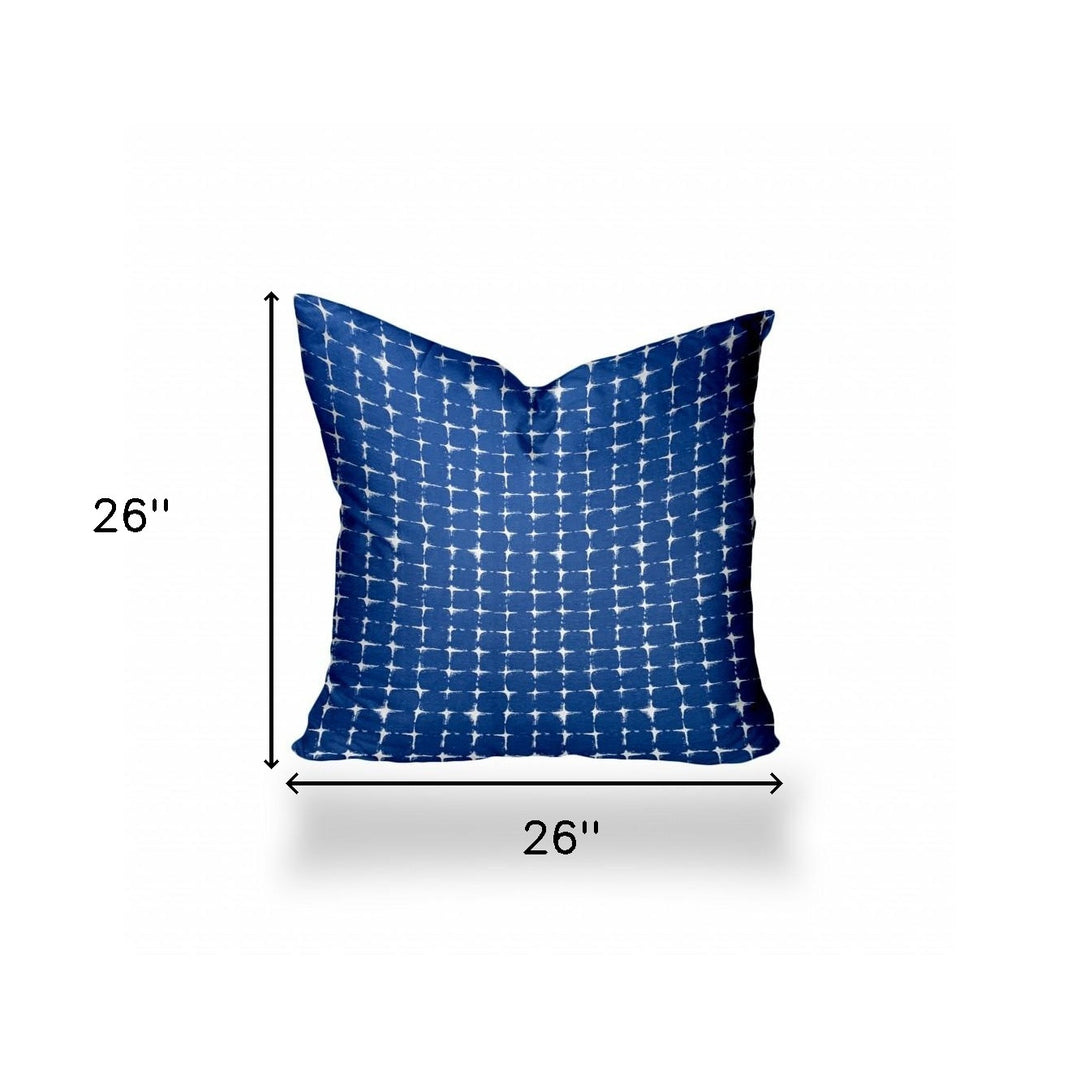 12" X 16" Blue And White Blown Seam Gingham Lumbar Indoor Outdoor Pillow