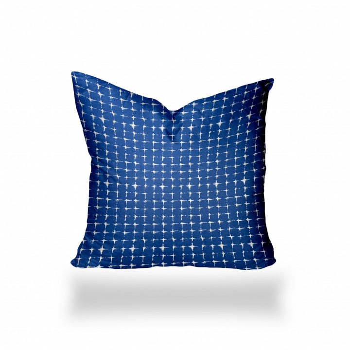 12" X 16" Blue And White Blown Seam Gingham Lumbar Indoor Outdoor Pillow