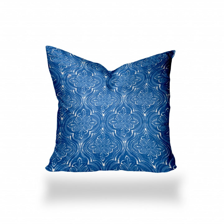 12" X 16" Blue And White Zippered Ogee Lumbar Indoor Outdoor Pillow Cover