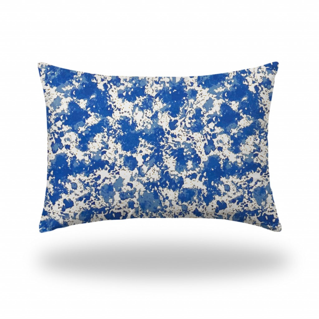 12" X 16" Blue And White Zippered Coastal Lumbar Indoor Outdoor Pillow