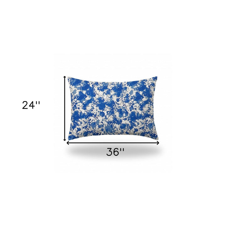 12" X 16" Blue And White Zippered Coastal Lumbar Indoor Outdoor Pillow