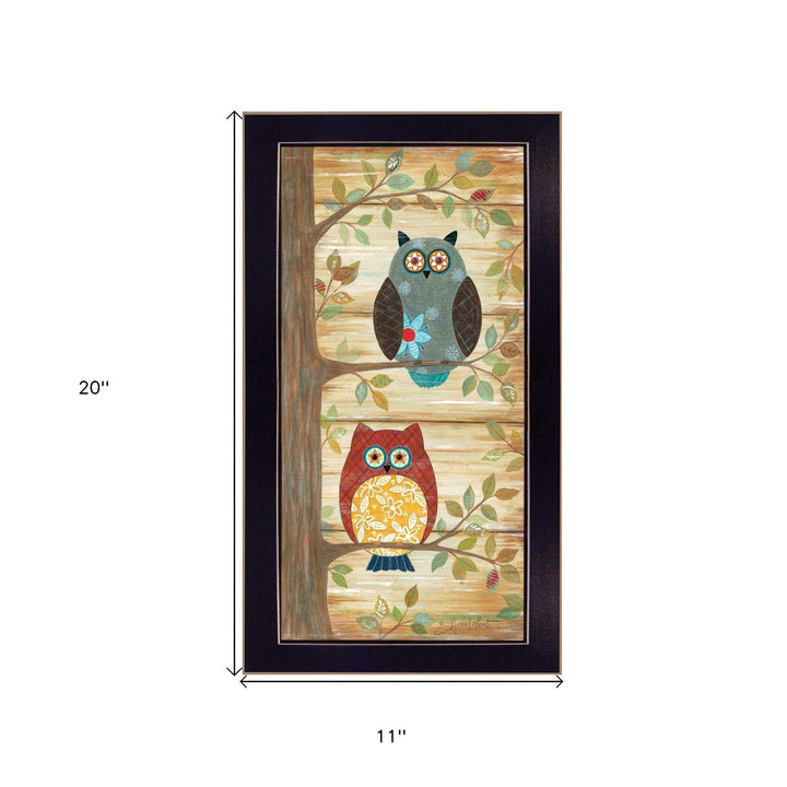 Two Wise Owls Black Framed Print Wall Art