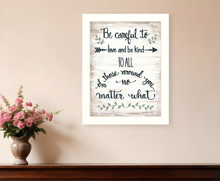 Be Careful 1 White Framed Print Wall Art