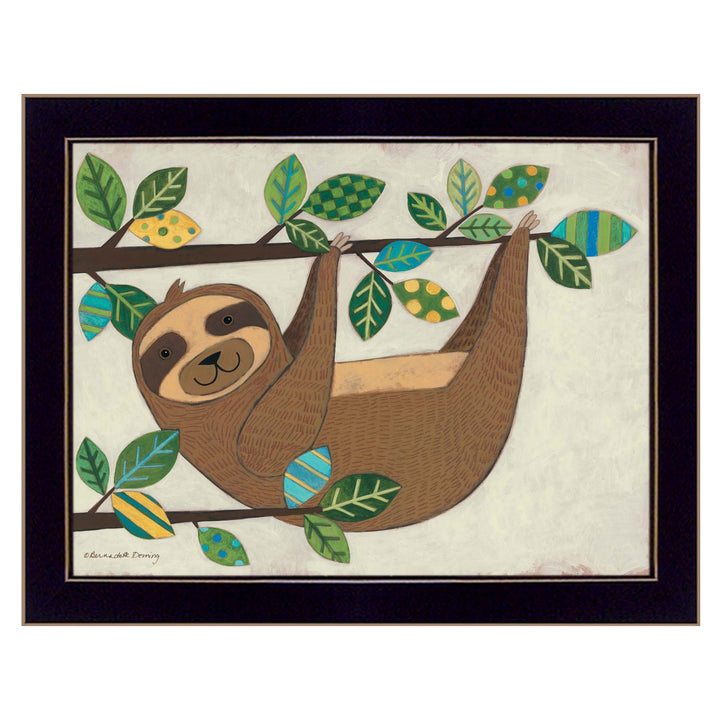 Hanging Sloth I 1 Black Framed Print Wall Art