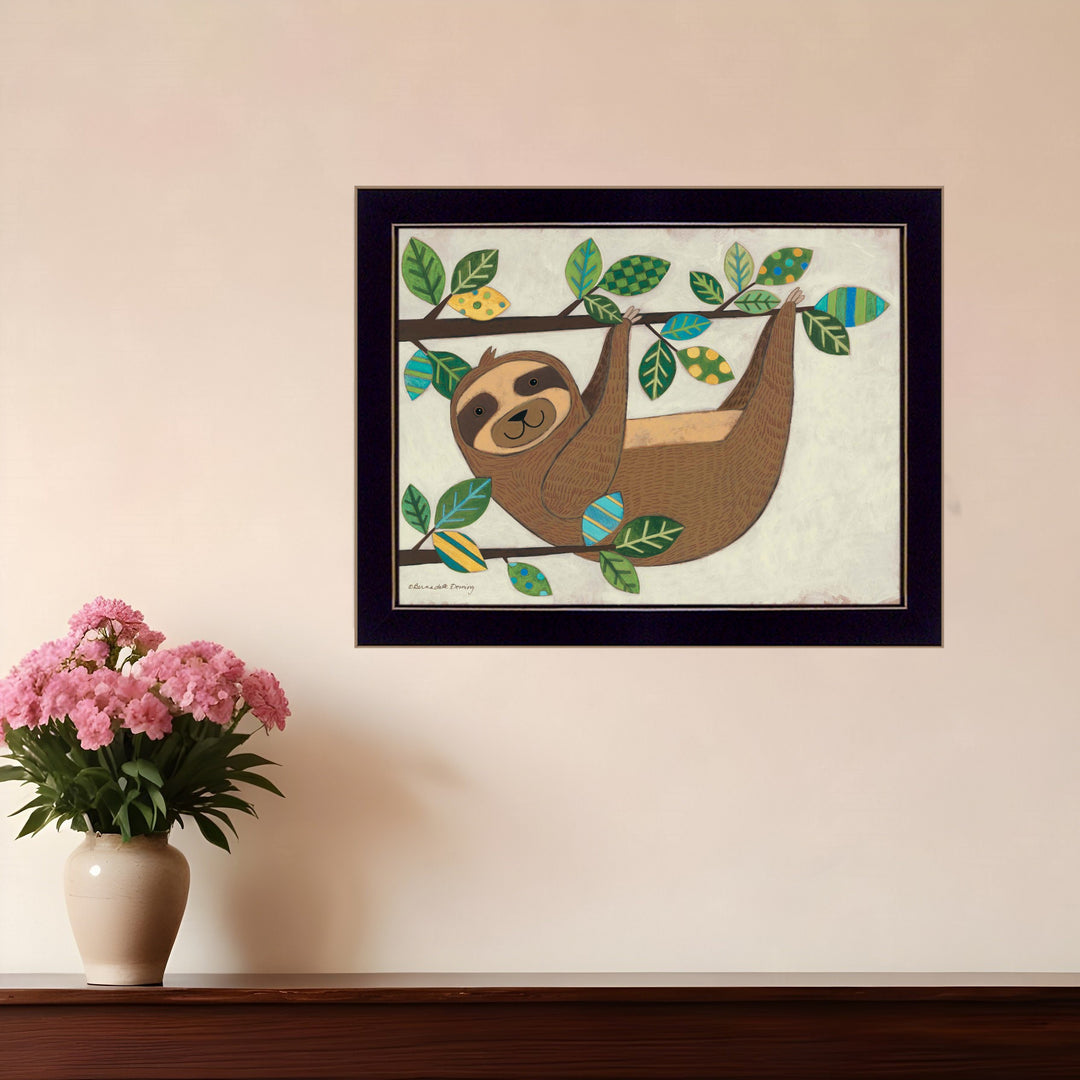 Hanging Sloth I 1 Black Framed Print Wall Art