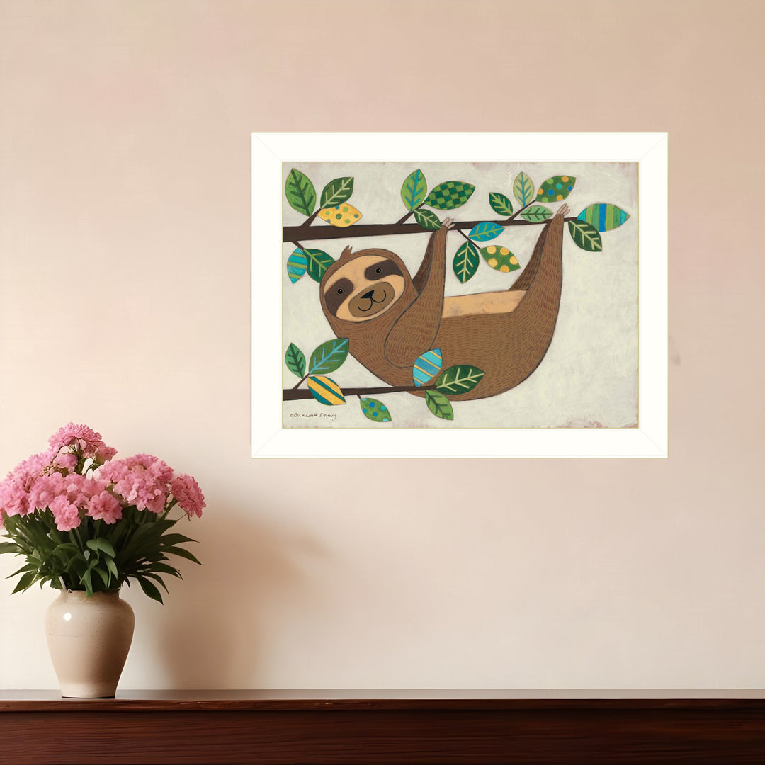 Hanging Sloth I 2 White Framed Print Wall Art