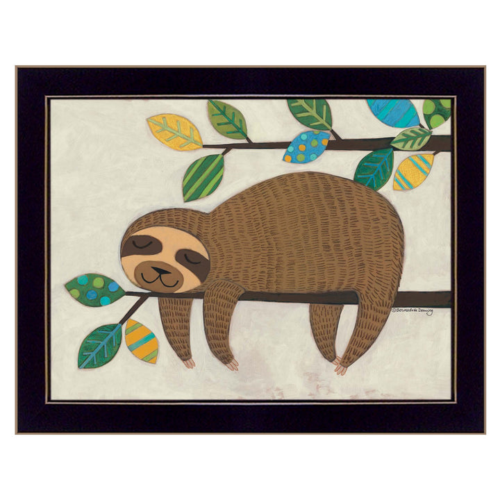 Hanging Sloth II 1 Black Framed Print Wall Art