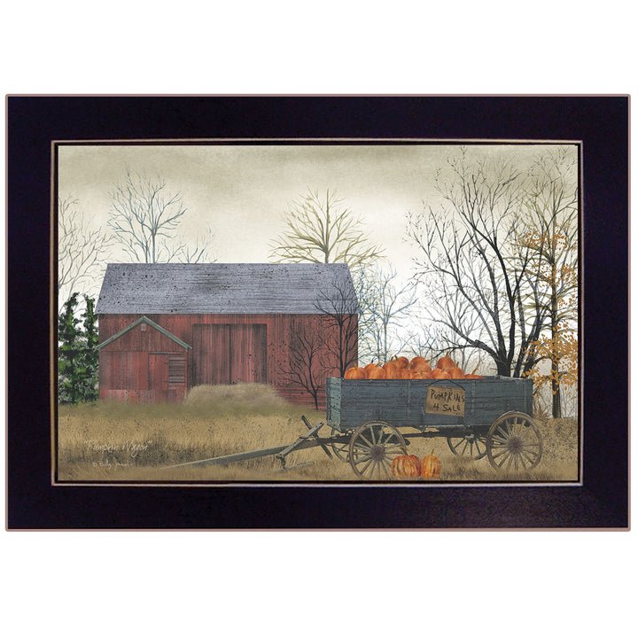 Pumpkin Wagon 1 Black Framed Print Wall Art