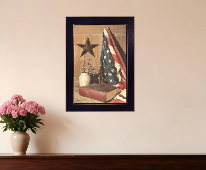 God and Country Black Framed Print Wall Art