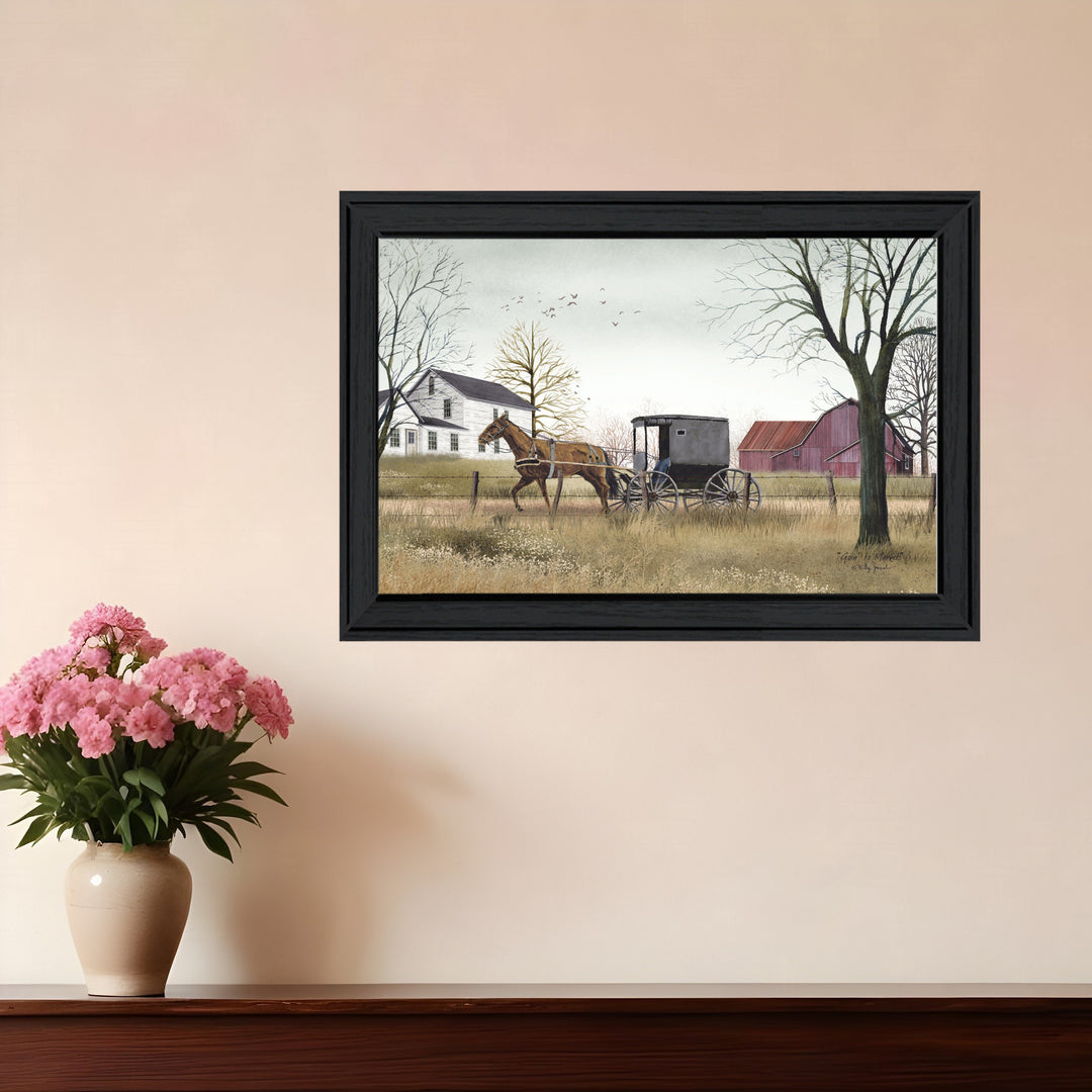 Going to Market Black Framed Print Wall Art