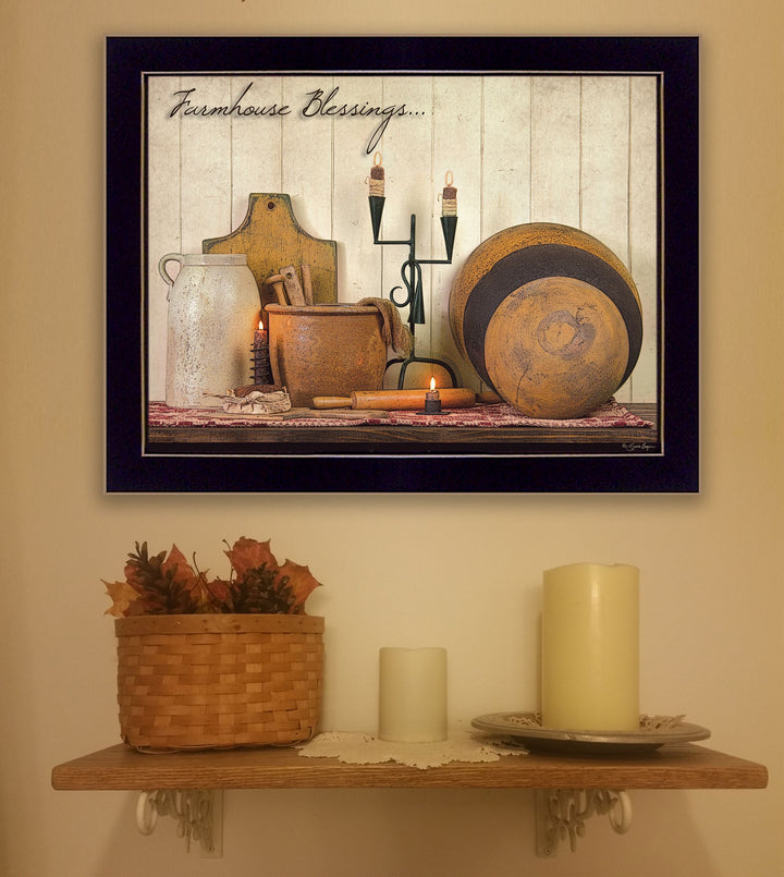 Farmhouse Blessings 1 Black Framed Print Wall Art