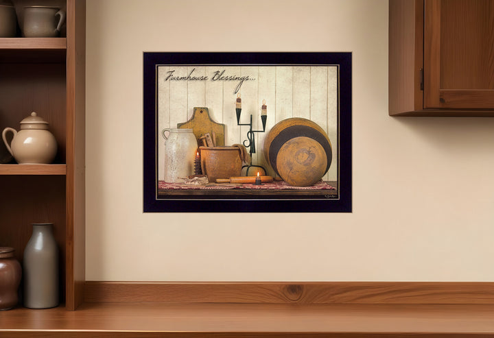 Farmhouse Blessings 1 Black Framed Print Wall Art