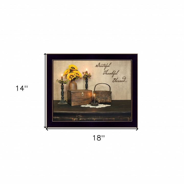 Grateful Thankful Blessed 1 Black Framed Print Wall Art