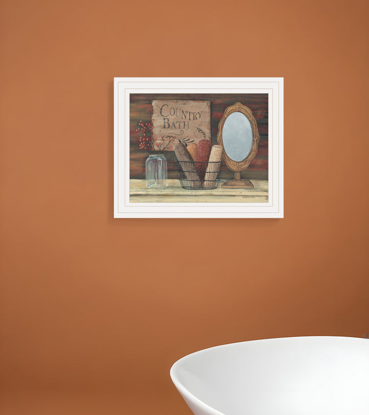 Country Bath 6 White Framed Print Bathroom Wall Art