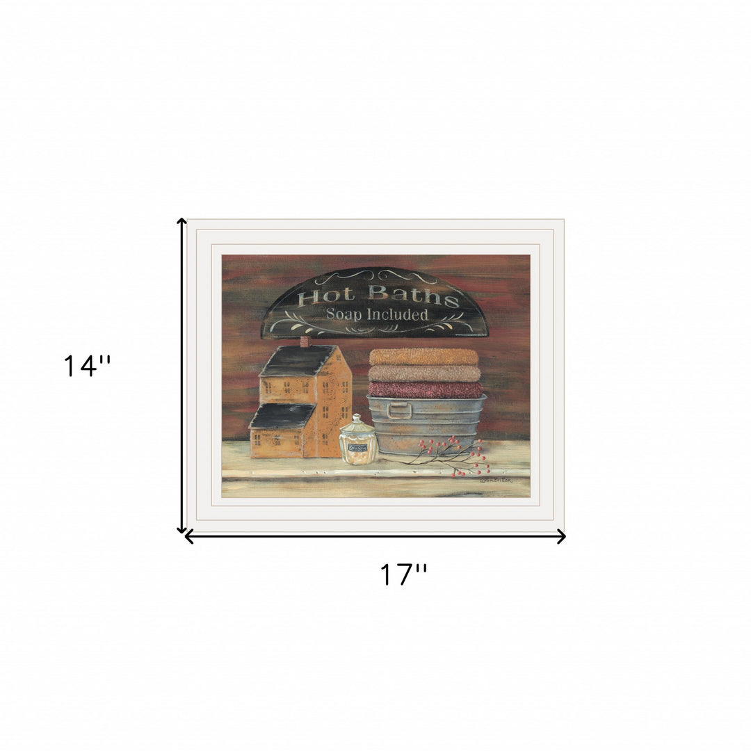 HOT BATH 8 White Framed Print Bathroom Wall Art