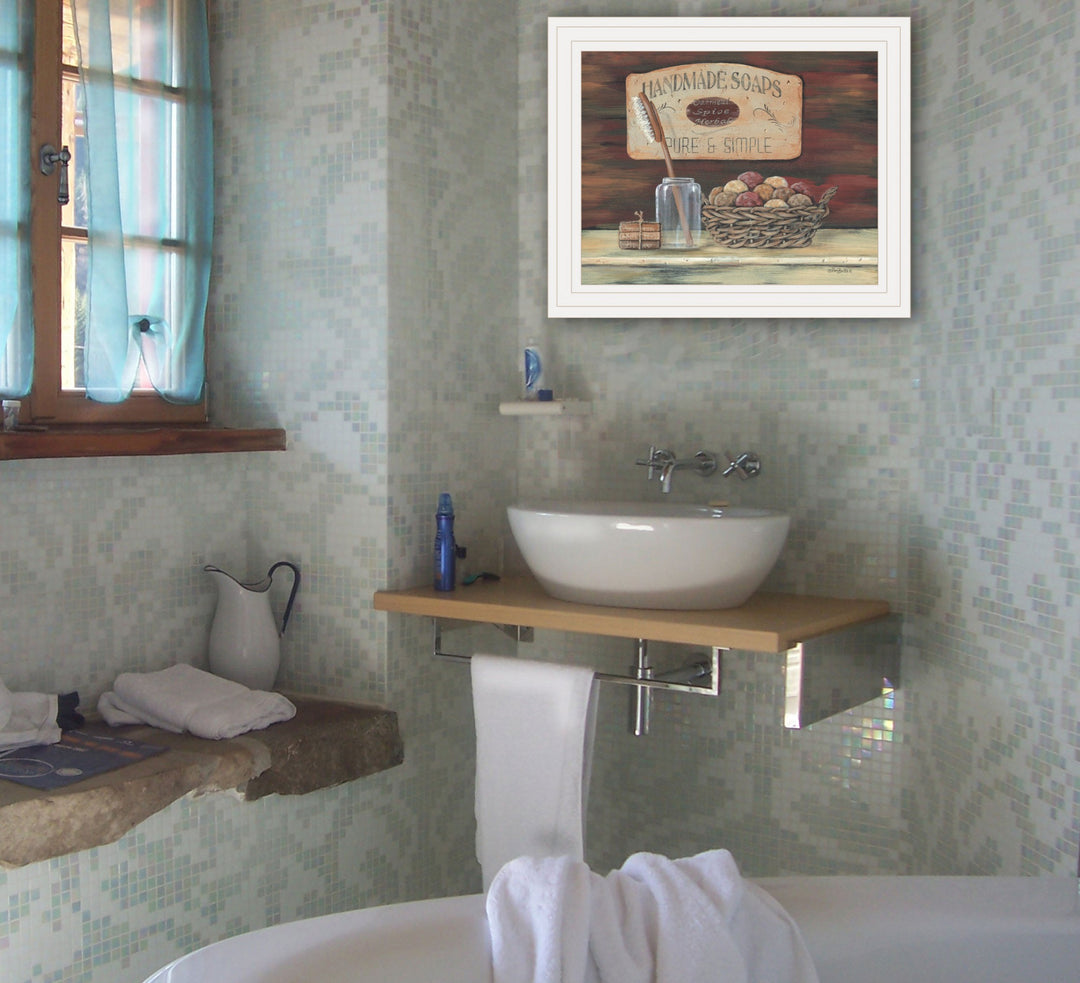 HANDMADE SOAPS 4 White Framed Print Bathroom Wall Art