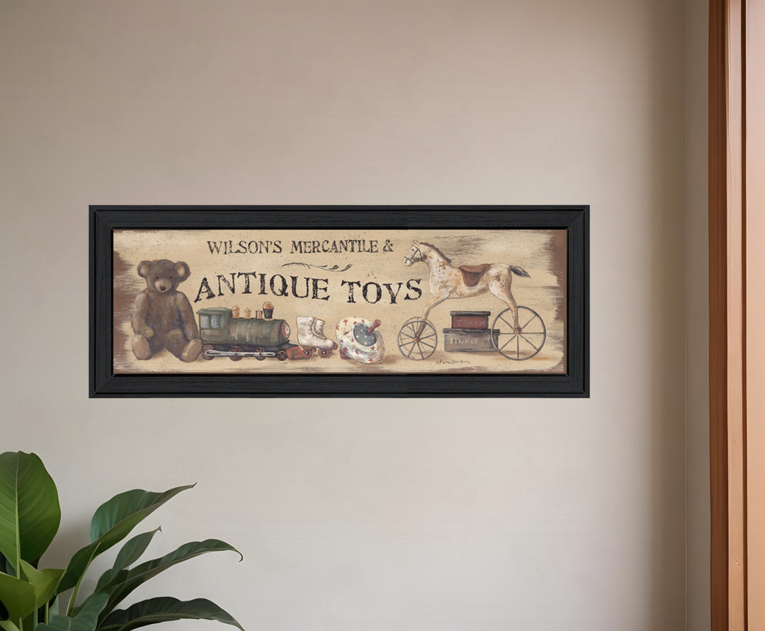 Antique Toys Black Framed Print Wall Art