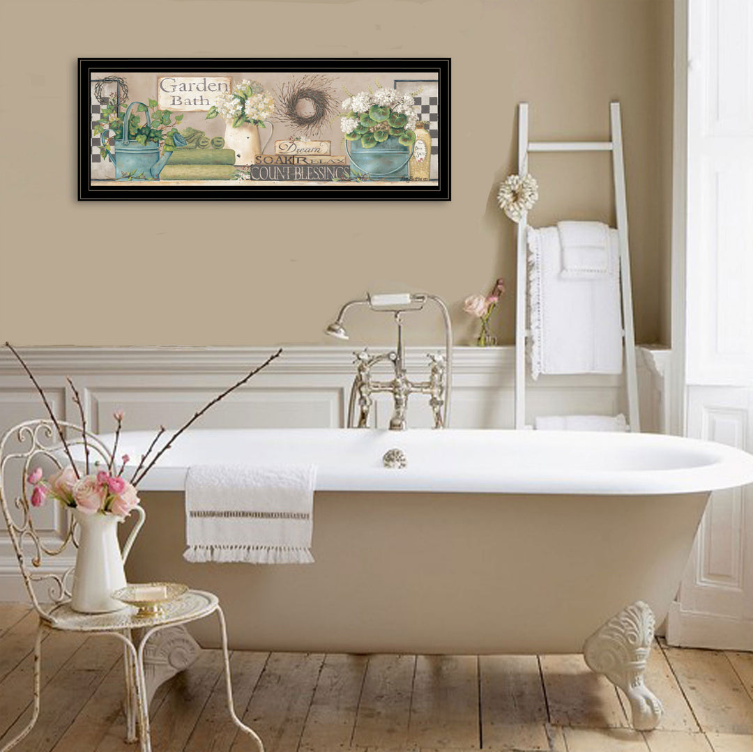 Garden Bath 2 Black Framed Print Bathroom Wall Art