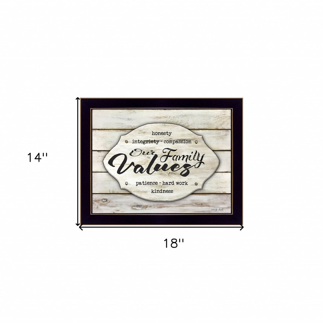 Our Family Values 1 Black Framed Print Wall Art