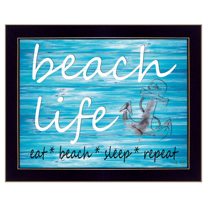 Beach Life 2 Black Framed Print Wall Art