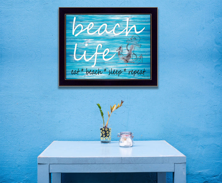 Beach Life 2 Black Framed Print Wall Art