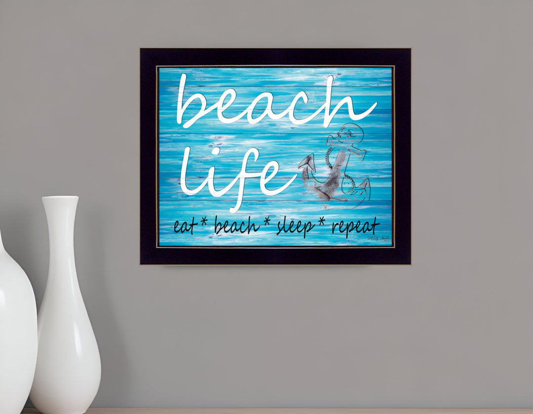 Beach Life 2 Black Framed Print Wall Art