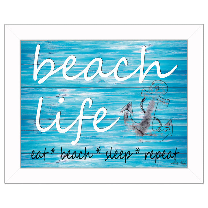 Beach Life 3 White Framed Print Wall Art