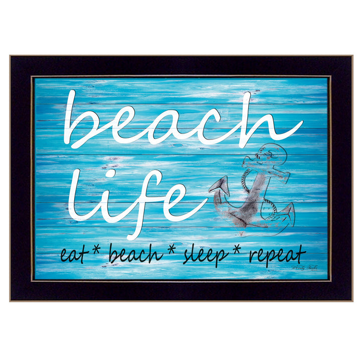 Beach Life 1 Black Framed Print Wall Art