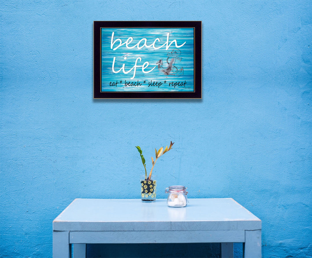 Beach Life 1 Black Framed Print Wall Art