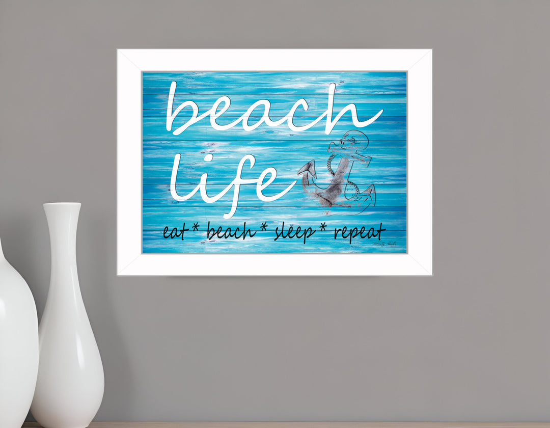 Beach Life 2 White Picture Frame Print Wall Art