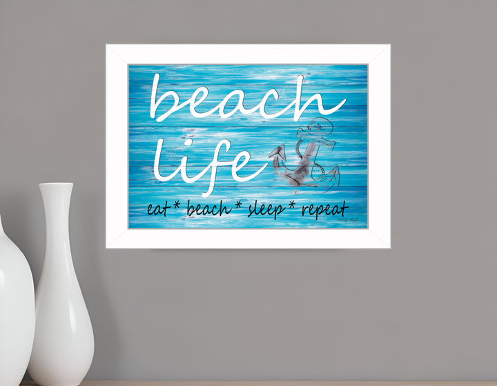 Beach Life 2 White Picture Frame Print Wall Art