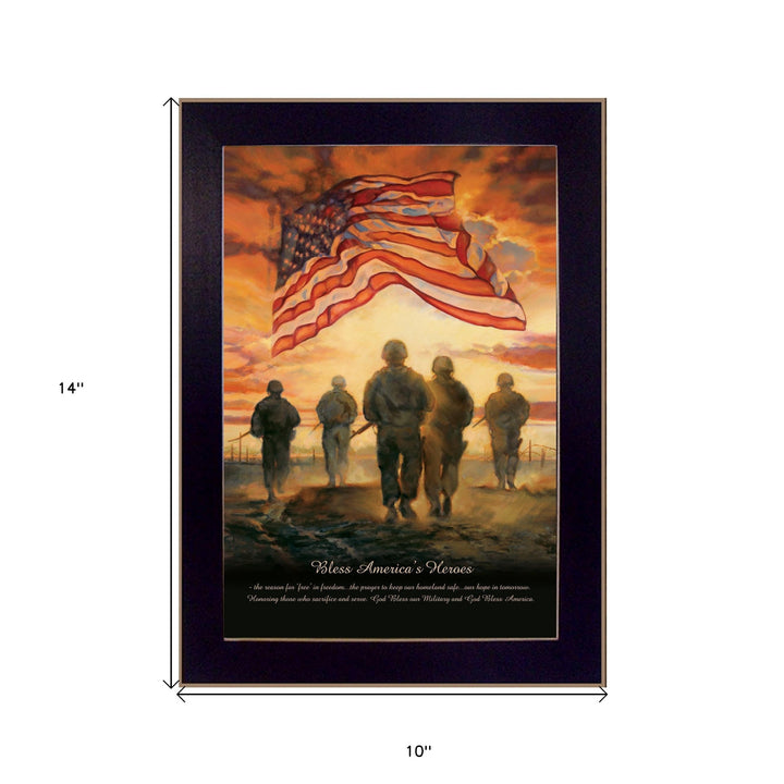 Bless Americas Heroes Black Framed Print Wall Art