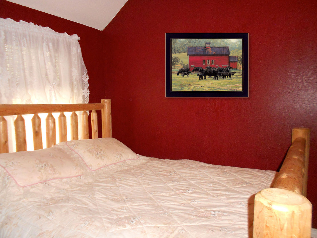 By the Red Barn Black Framed Print Wall Art