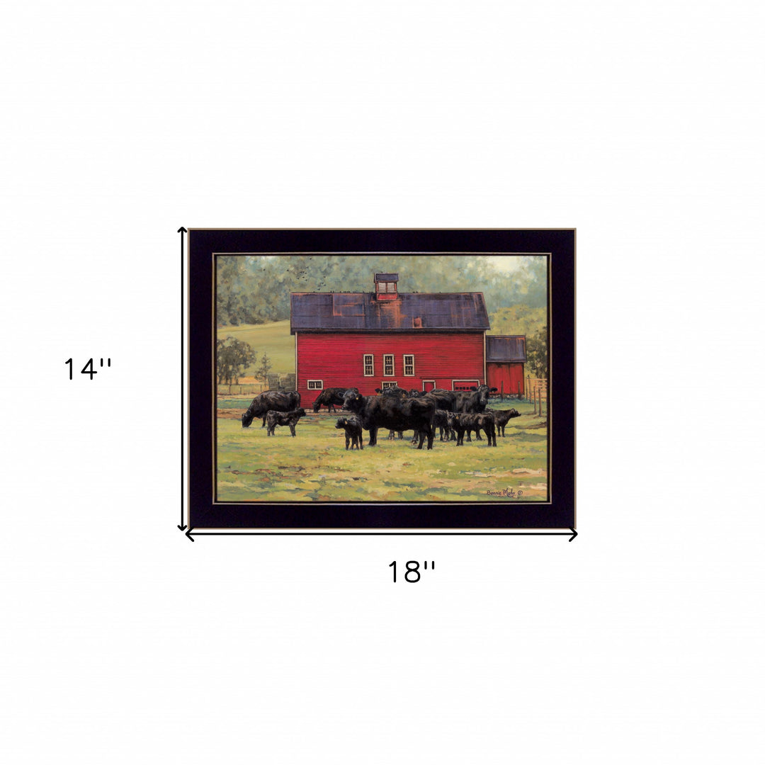 By the Red Barn Black Framed Print Wall Art