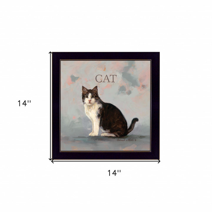 Clive the Cat Black Framed Print Wall Art