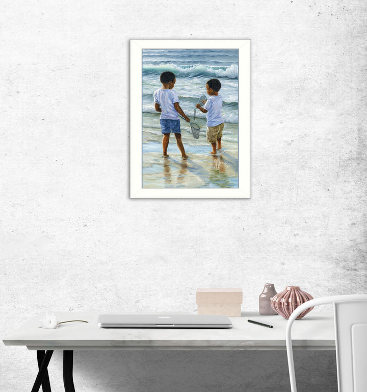 Ocean Discoveries White Framed Print Wall Art