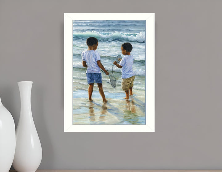 Ocean Discoveries White Framed Print Wall Art