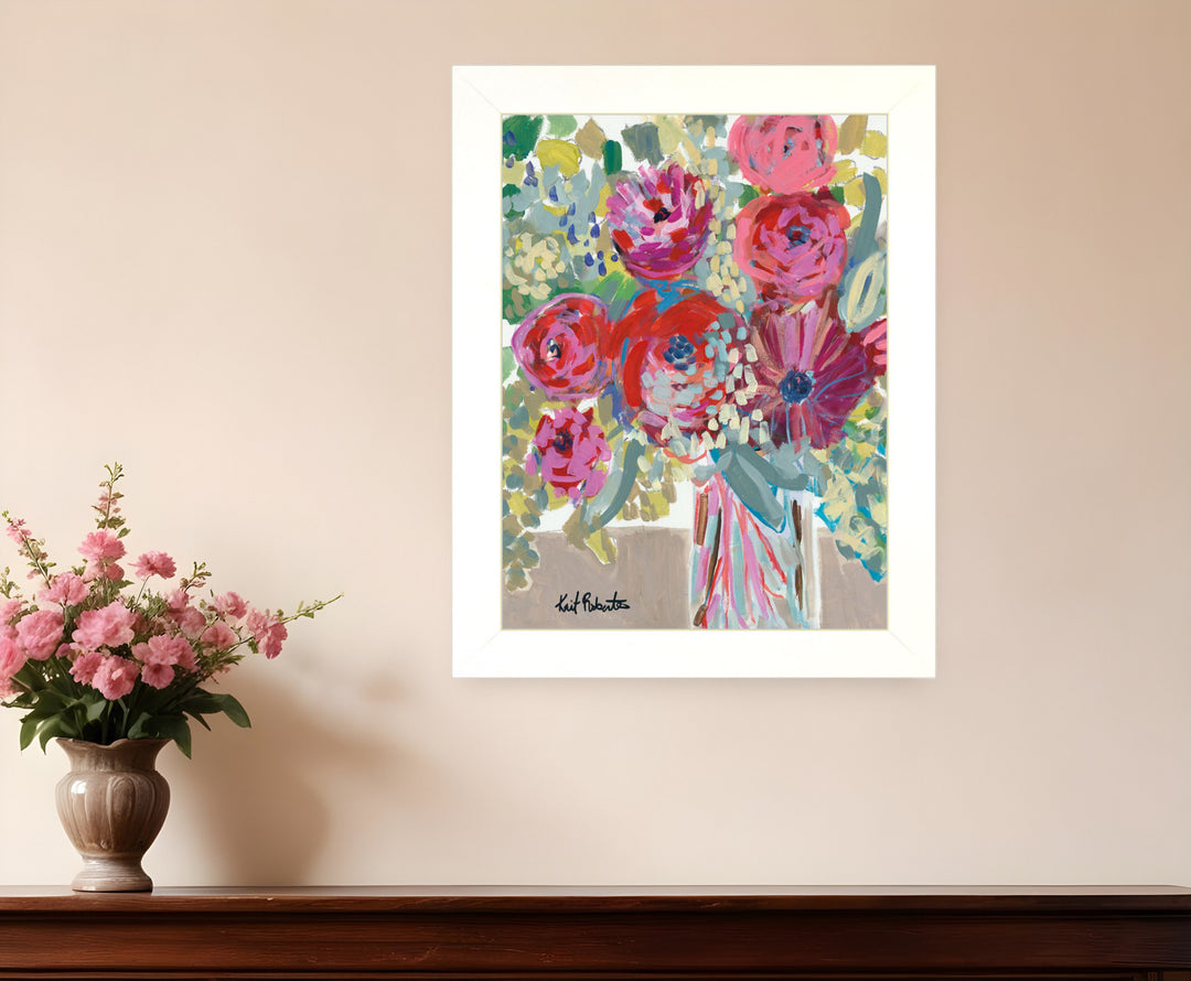 Blooming in the Window Sill White Framed Print Wall Art