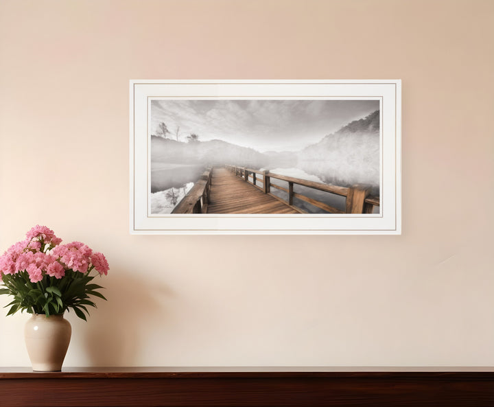 Lake Cherokee Dock I White Framed Print Wall Art